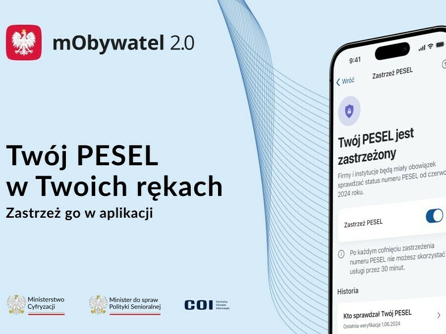 Zdjęcie do Zastrzeż PESEL i chroń swoje dane w mObywatelu 2.0