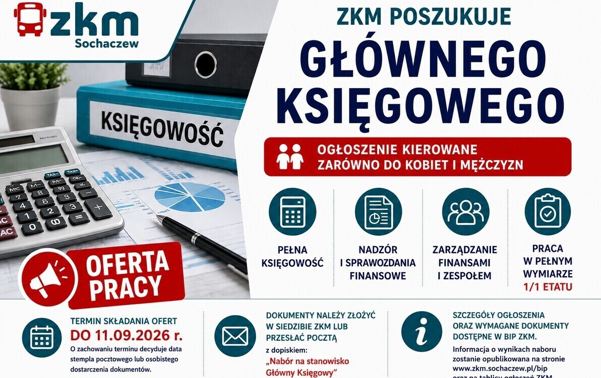 Zdjęcie do ZKM poszukuje gł&oacute;wnego księgowego