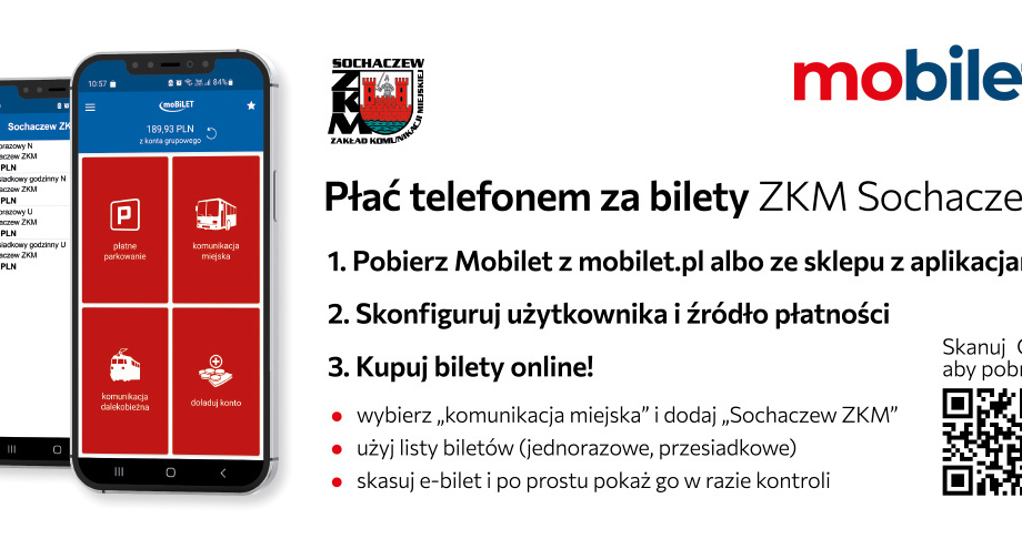 Zdjęcie do ZKM informuje: od stycznia moBiLET zastępuje mPay 