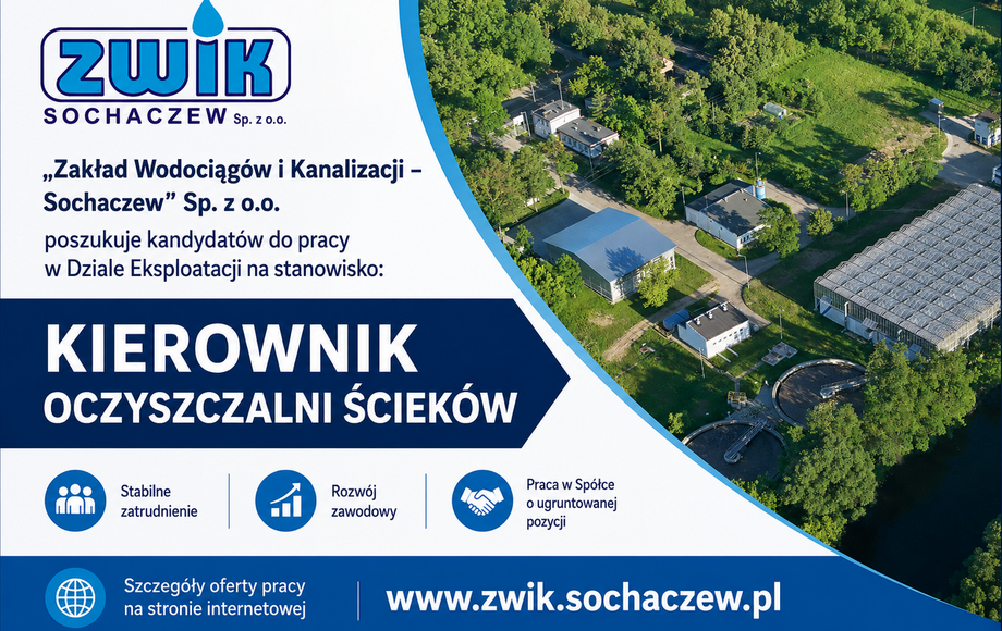 Zdjęcie do Oferta pracy - kierownik oczyszczalni ściek&oacute;w