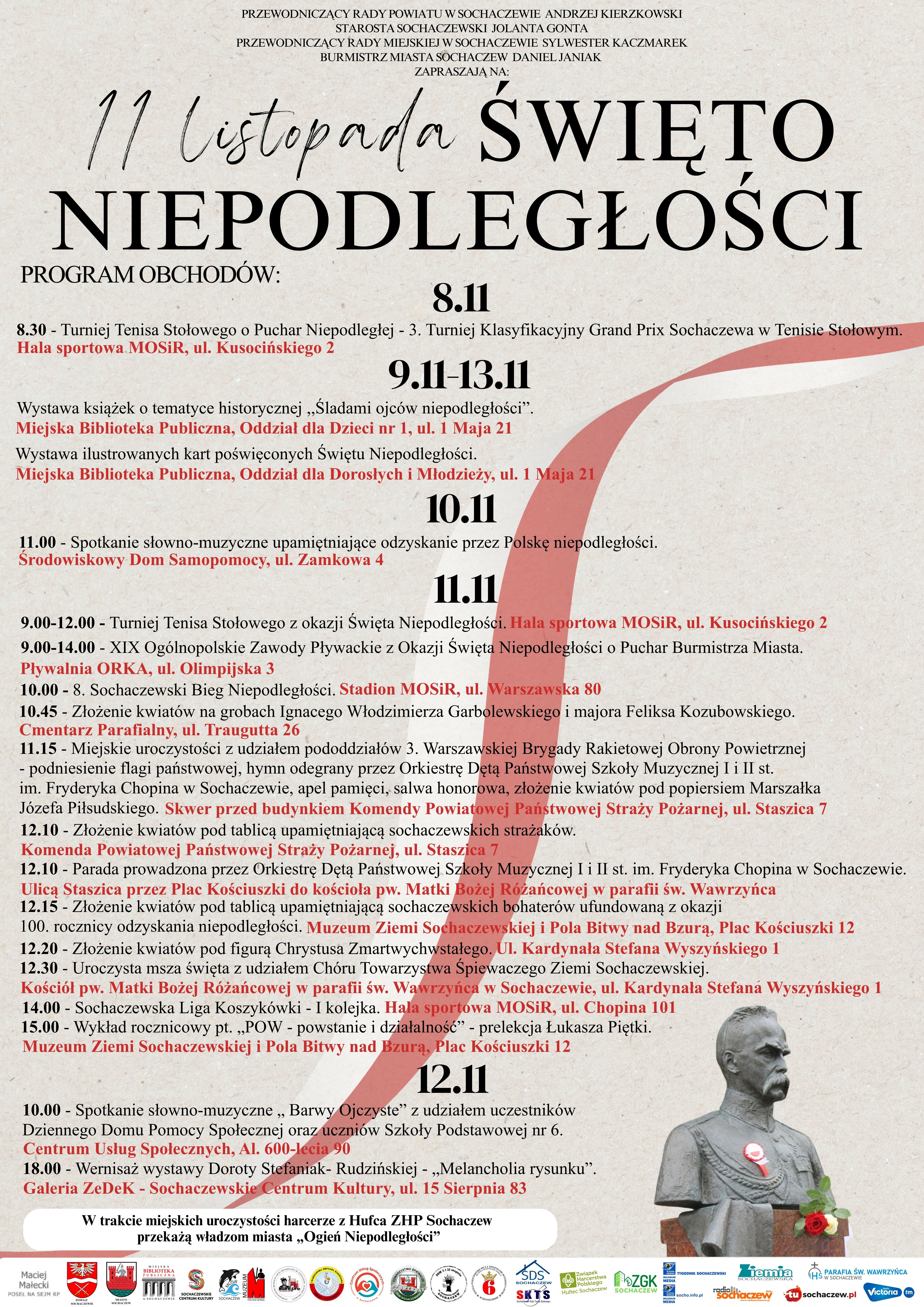 Plakat ze szczeg&oacute;łowym programem obchod&oacute;w