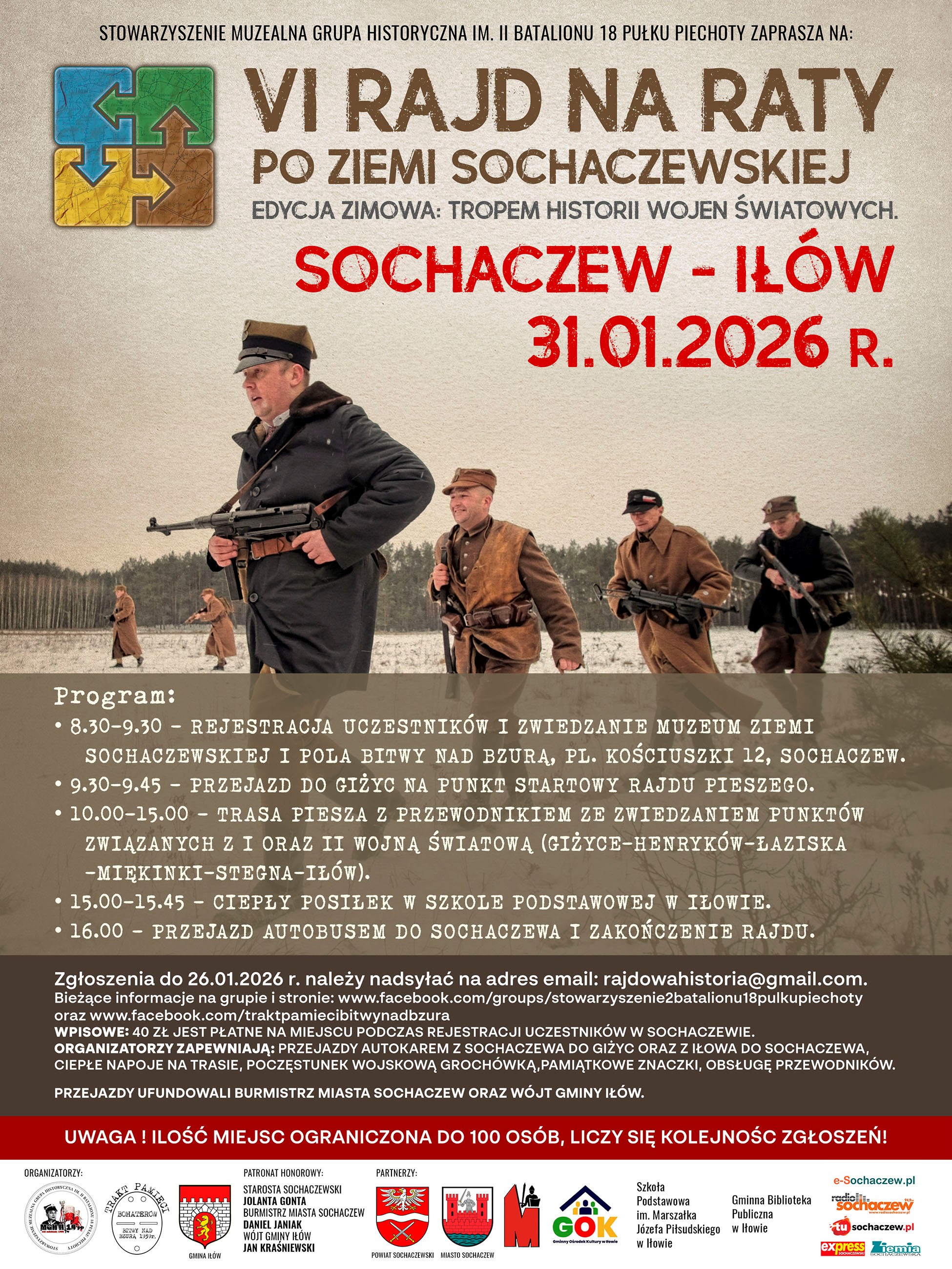 Plakat zapowiadający Rajd na&nbsp;raty po ziemi sochaczewskiej