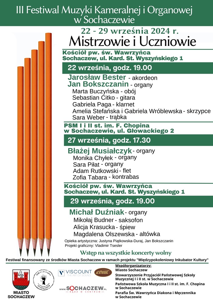 plakat zawierający program festiwalu Mistrzowie i&nbsp;uczniowie