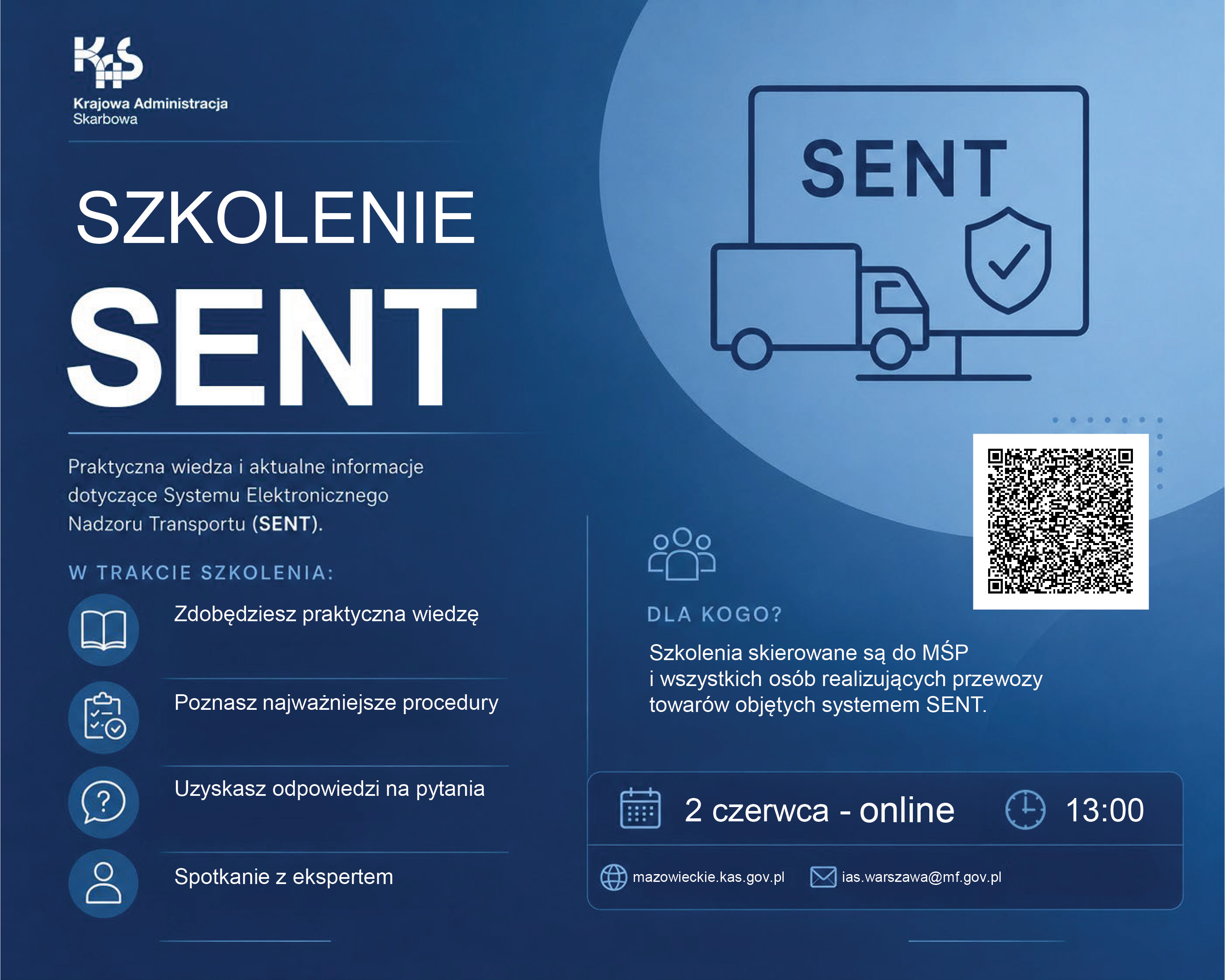 Grafika przedstawia plakat informacyjny o szkoleniu z systemu SENT
