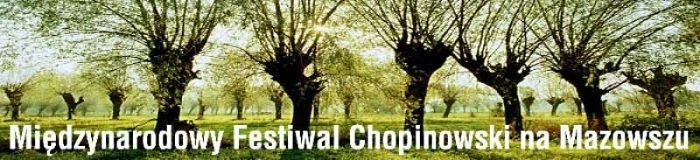 Logo Międzynarodowego Festiwalu Chopinowskiego na Mazowszu - nazwa na tle wierzb