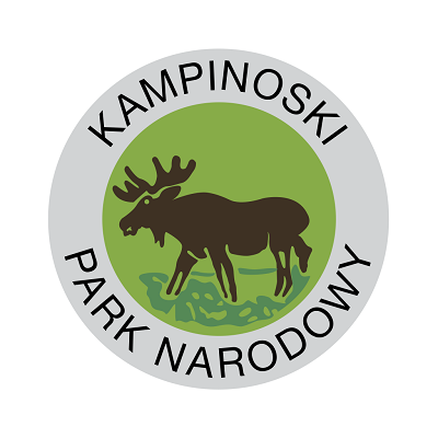logo Kampinoskiego Parku Narodowego - łoś otoczony napisem