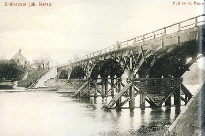 stary most nad Bzurą w Sochaczewie, zdjęcie z lat 30. XX wieku